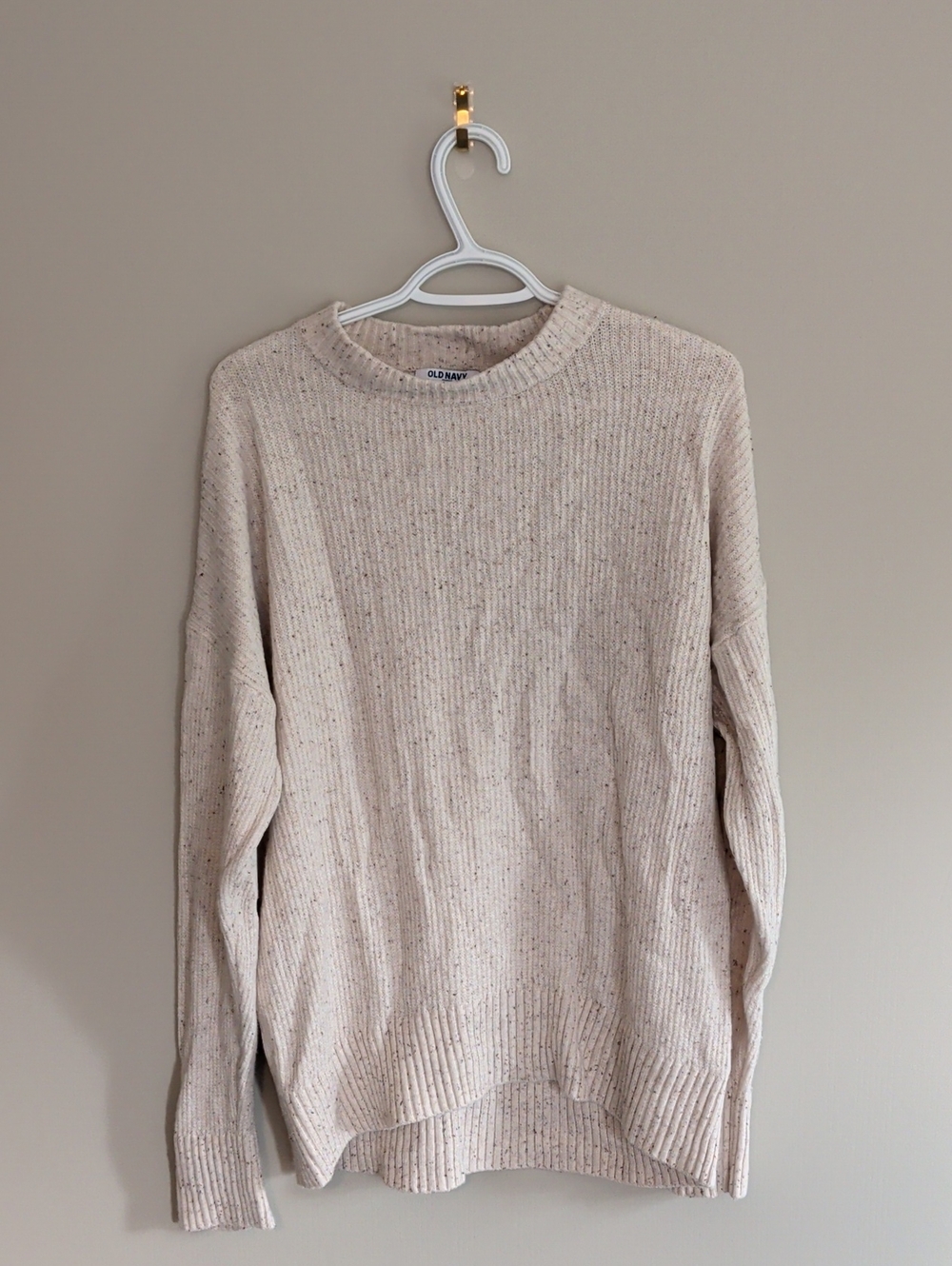 Old Navy Women's Beige Speckled So Soft Crewneck Sweater
